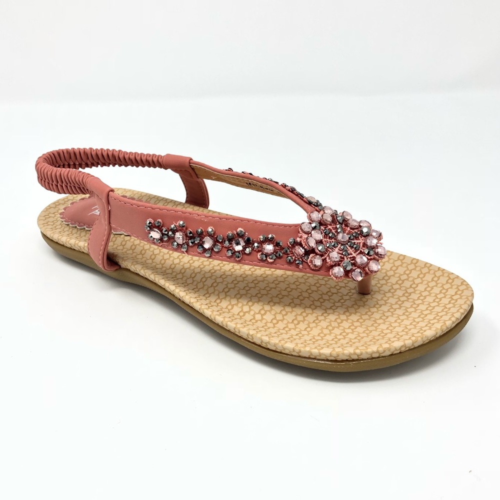 Pink Jewel Rear Strap Rubber Grip Sandals